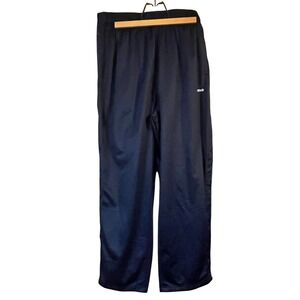 Reebok Mens XL Track Pants Navy Blue Tear Away Athletic Warm Up Stripe Heavy